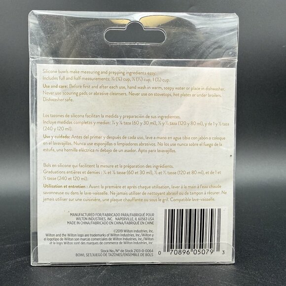 Wilton 3-Piece Silicone Prep Bowl Set Blue White Gray Dishwasher Safe Small - Picture 6 of 6